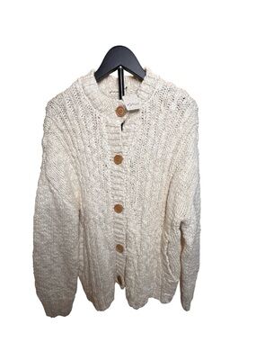 Free People Cream Cable-Knit Button Cardigan